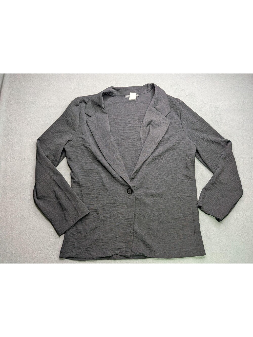 Elizabeth & Nicole Blazer Jacket Womens L Gray Knit Lightweight One Button